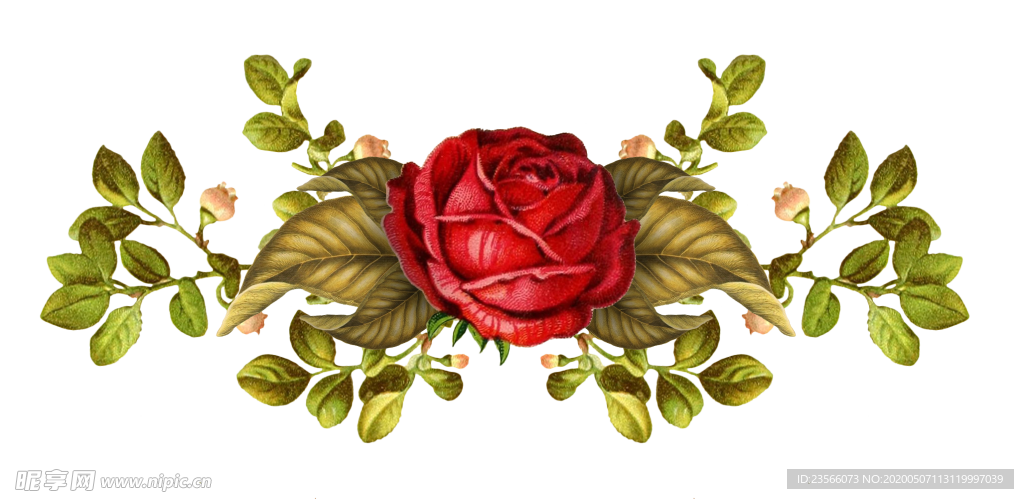 复古鲜花主题装饰图案