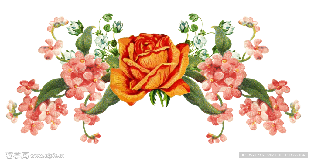 复古鲜花主题装饰图案