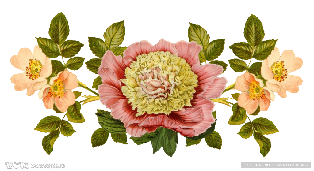 复古鲜花主题装饰图案