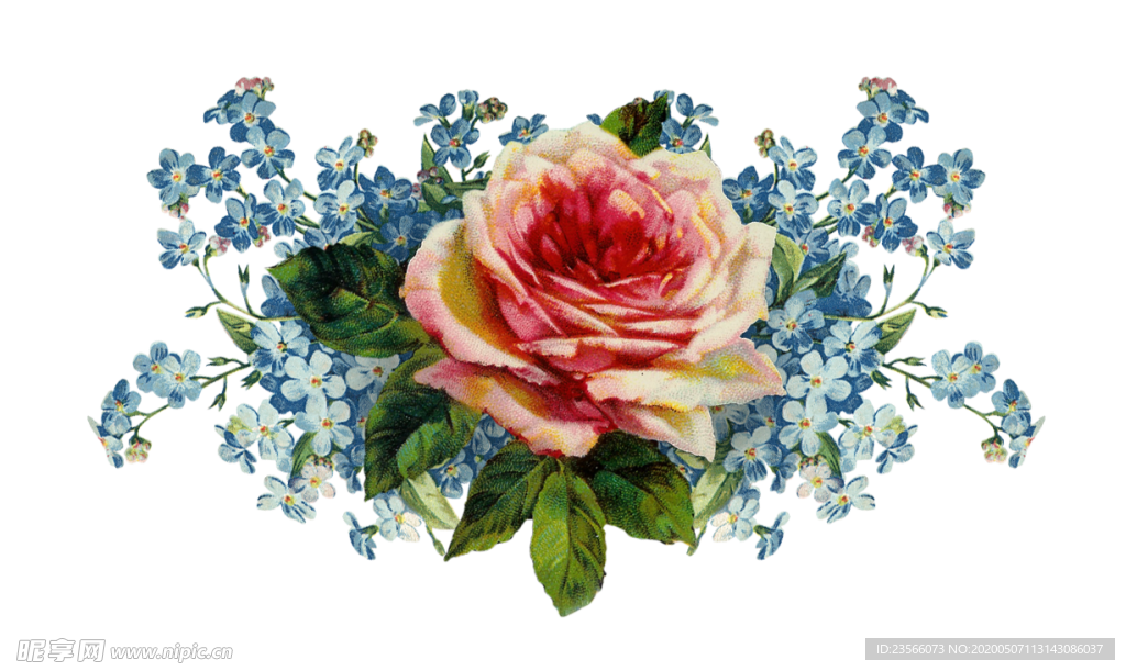 复古鲜花主题装饰图案