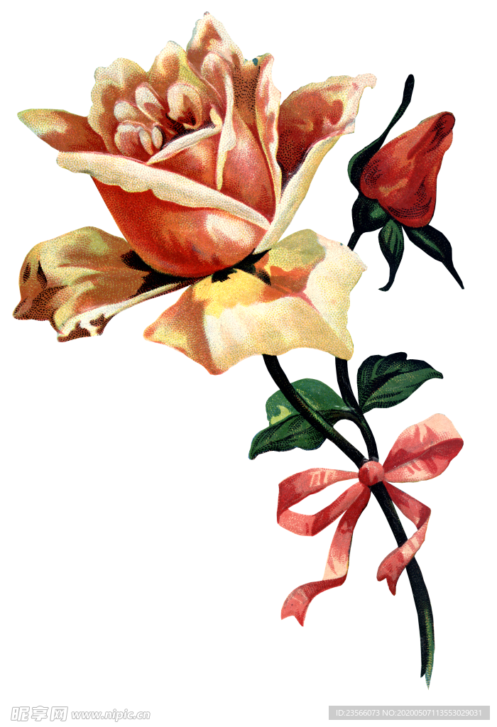 复古鲜花主题装饰图案