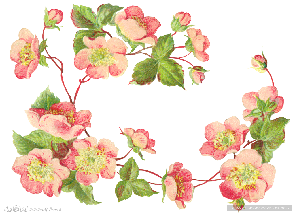 复古鲜花主题装饰图案