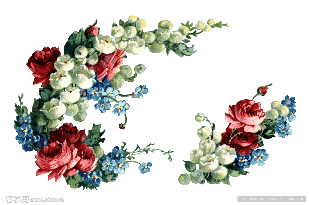 复古鲜花主题装饰图案