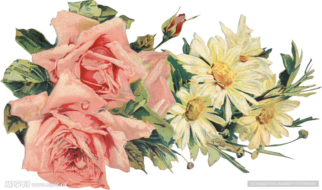 复古鲜花主题装饰图案