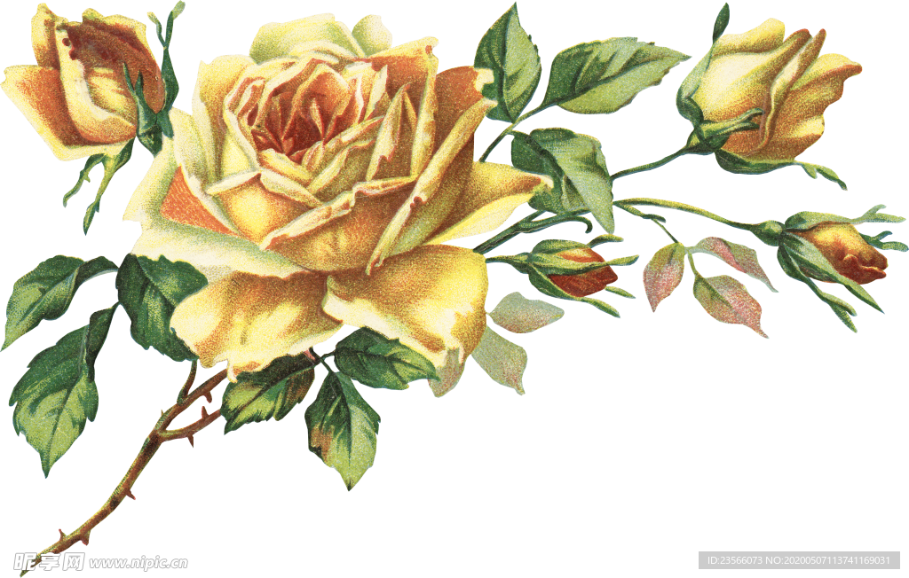 复古鲜花主题装饰图案