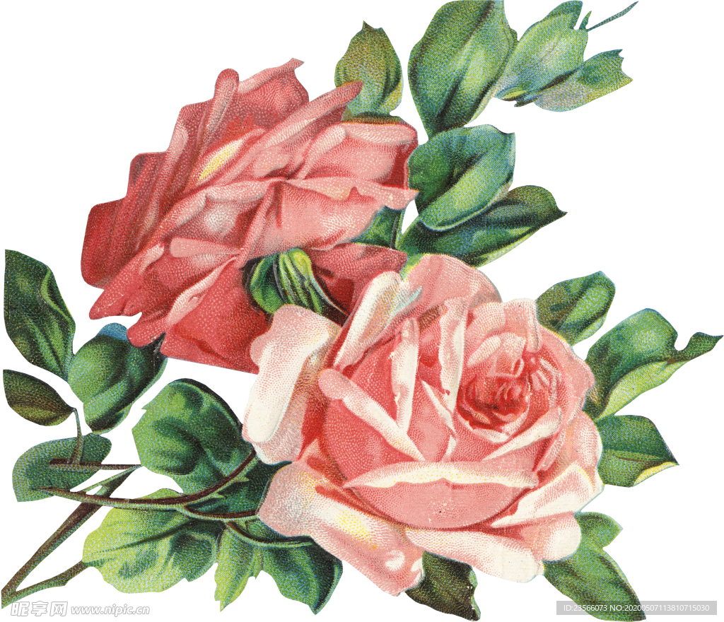 复古鲜花主题装饰图案