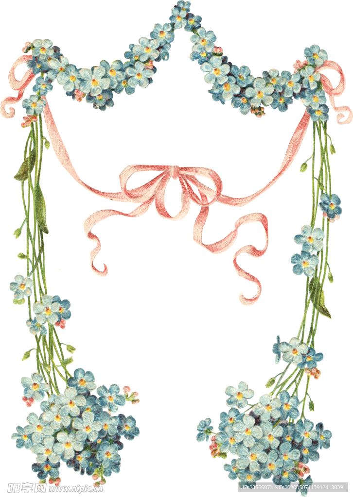 复古鲜花主题装饰图案