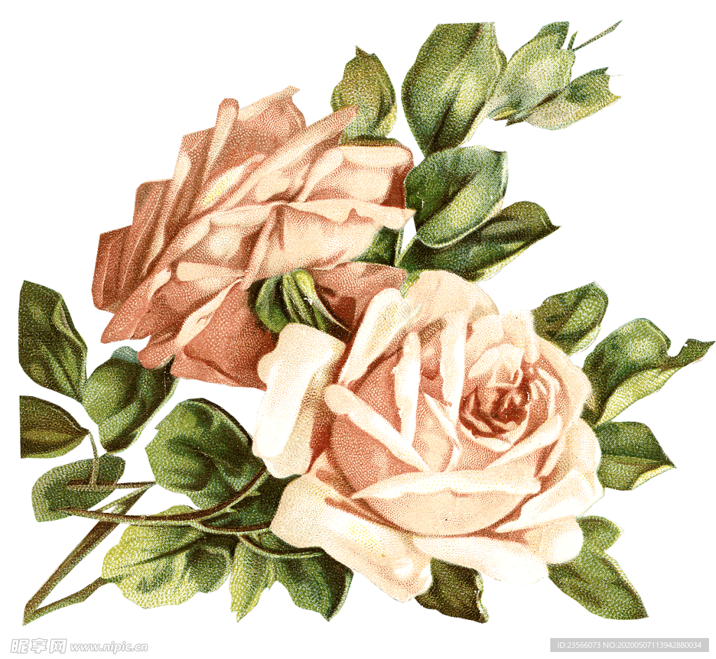 复古鲜花主题装饰图案