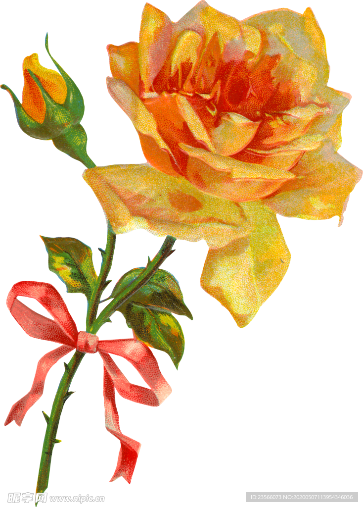 复古鲜花主题装饰图案