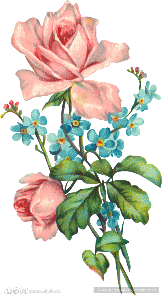 复古鲜花主题装饰图案