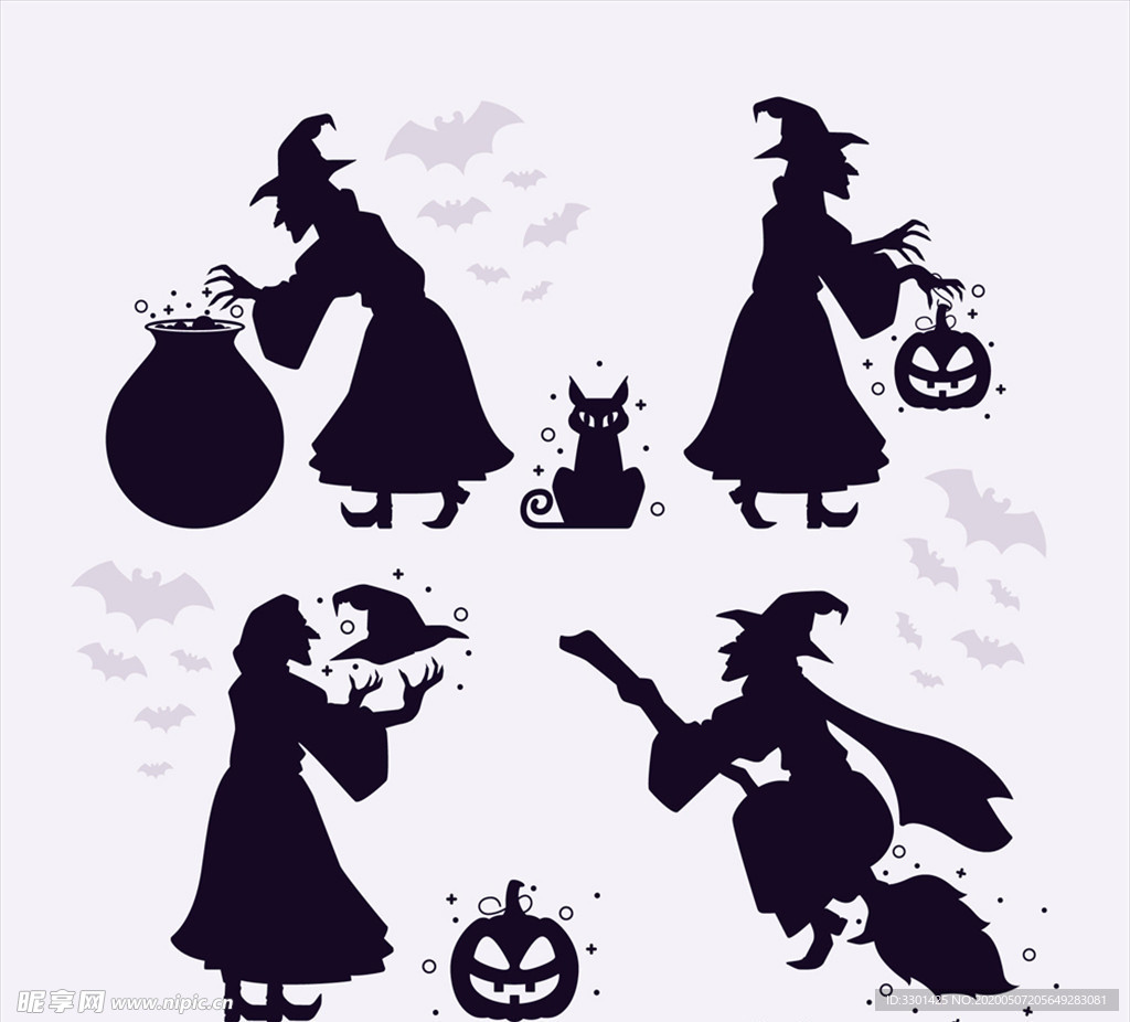 女巫剪影设计