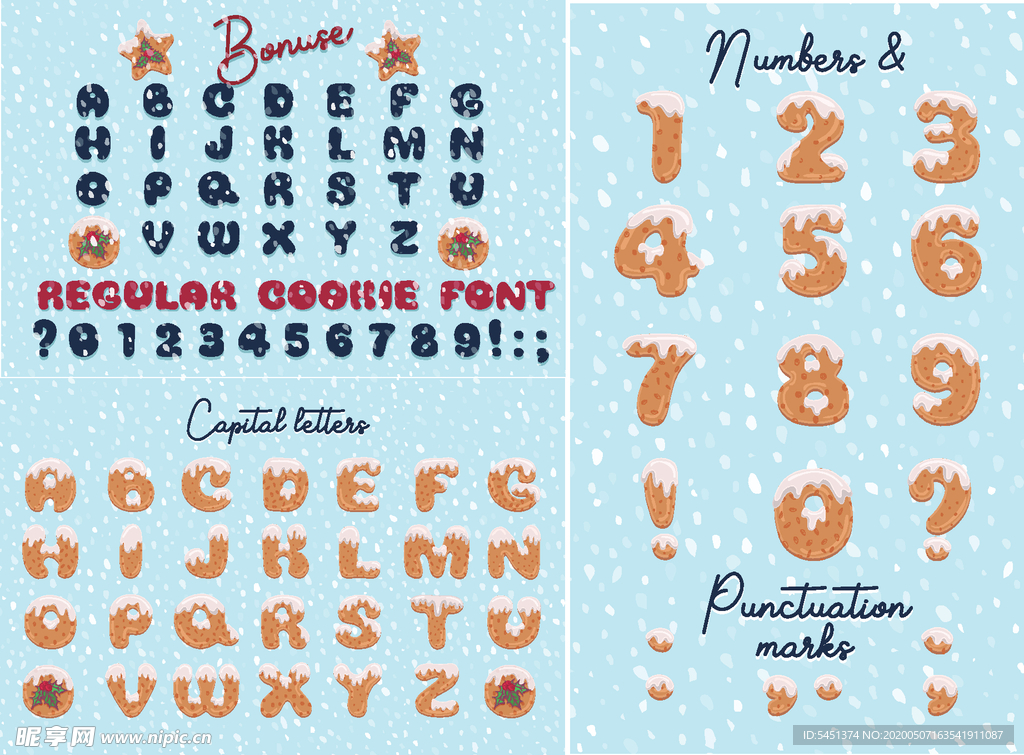 圣诞节飘雪圆润英文字体