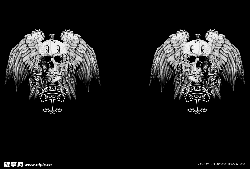 男装翅膀骷髅头