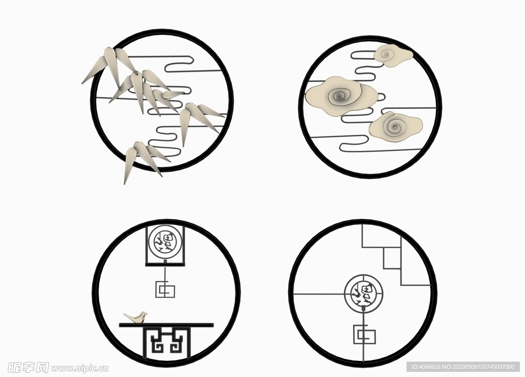 中式壁挂3d模型