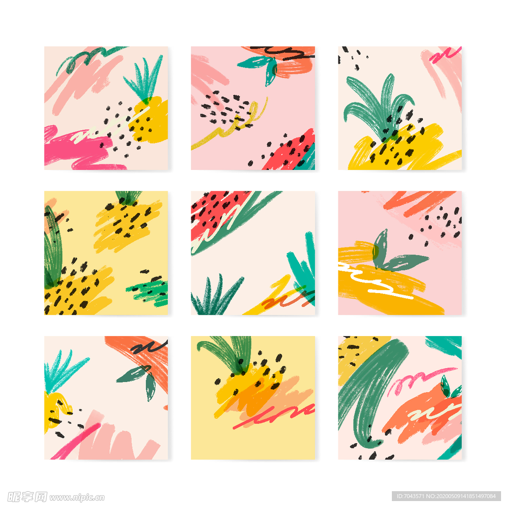 多彩的孟菲斯夏天集合矢量