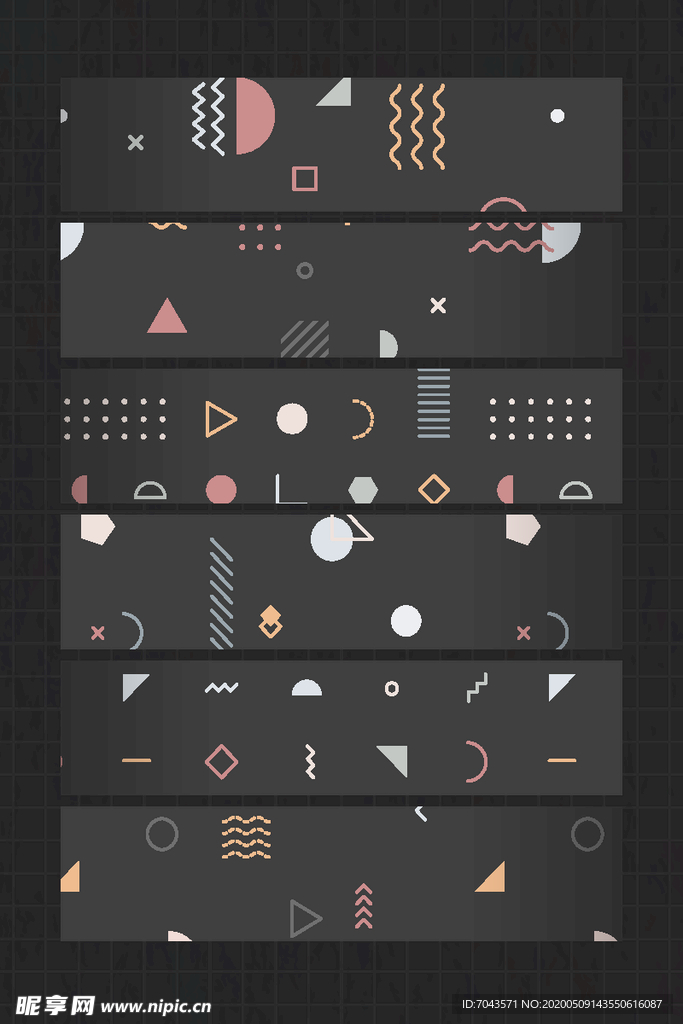 黑孟菲斯花纹壁纸矢量集