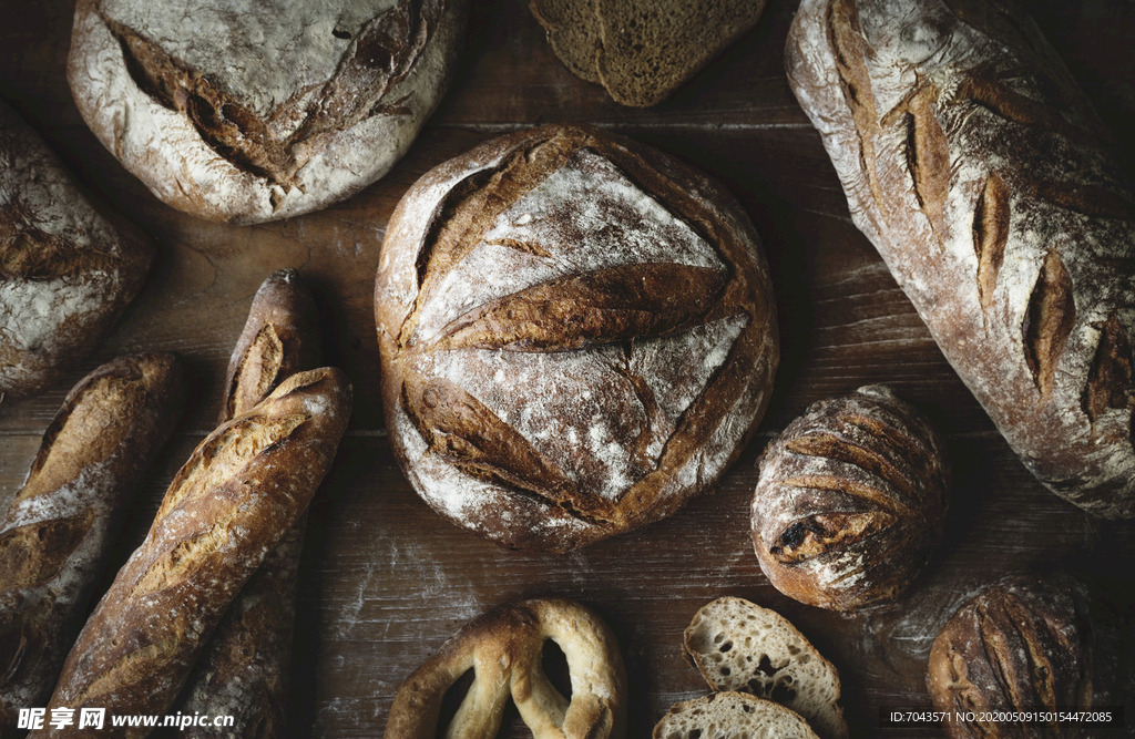 各种各样的面包食品摄影