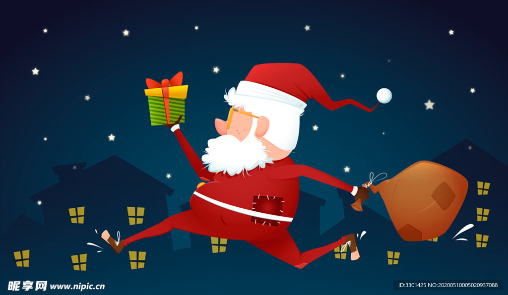 夜晚送礼物圣诞老人