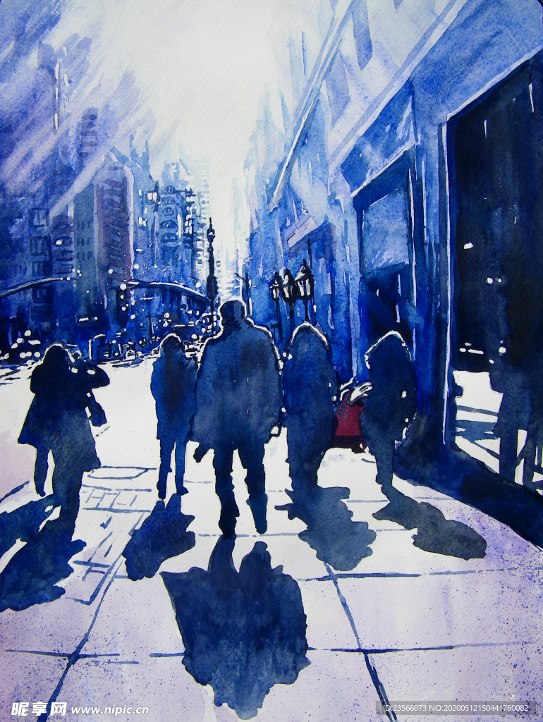 街道田园风景油画