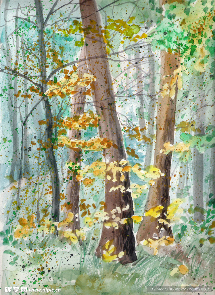 街道田园风景油画