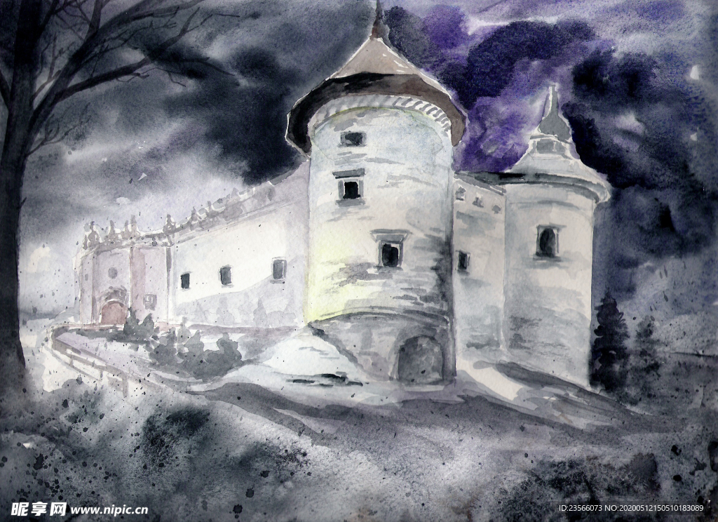 街道田园风景油画