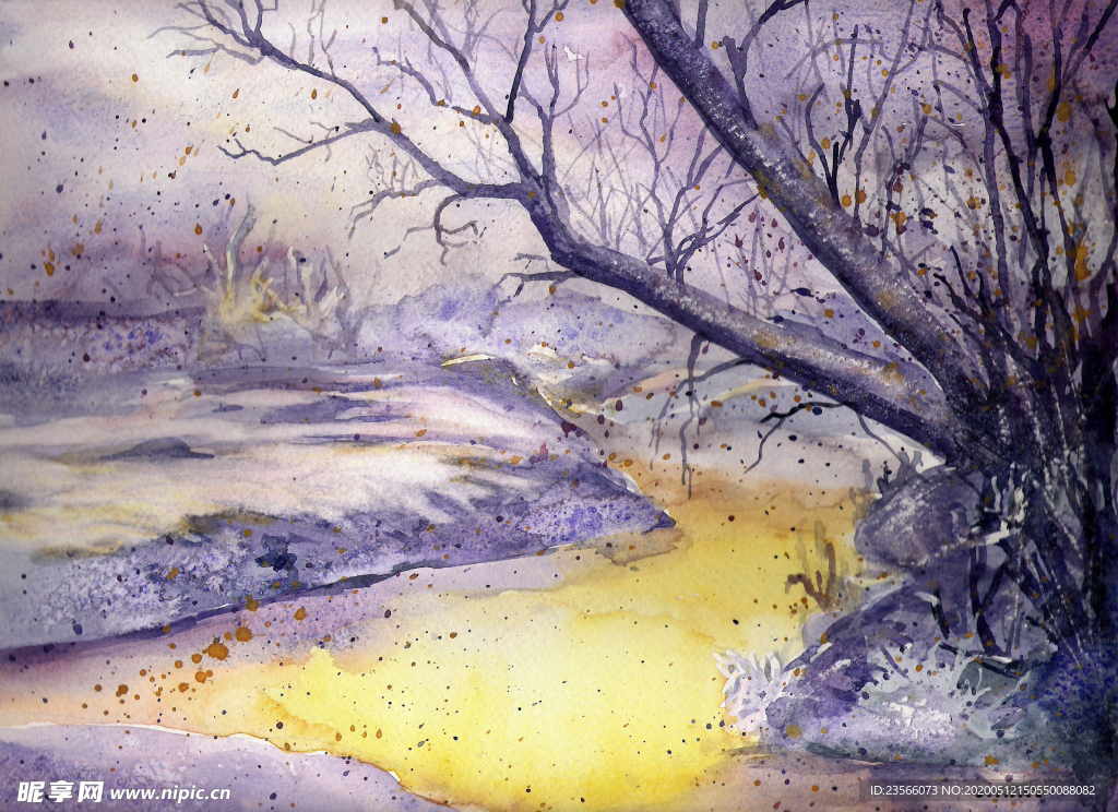 街道田园风景油画