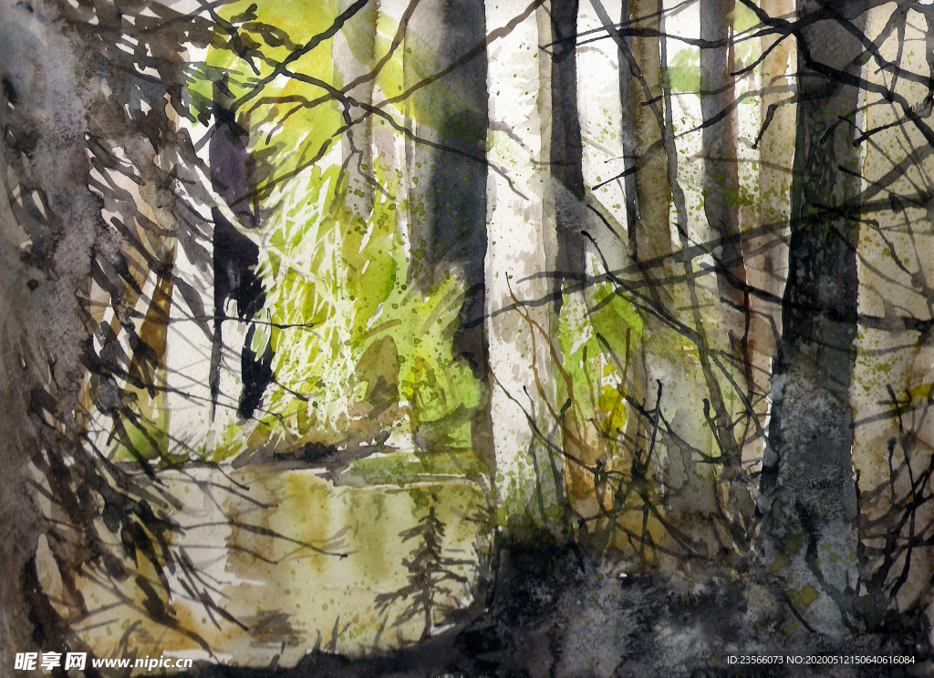 街道田园风景油画