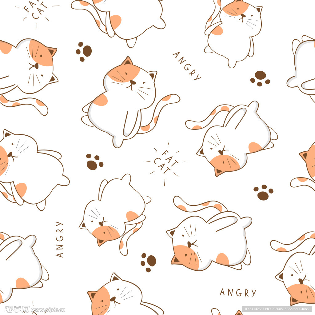 无缝花纹 猫