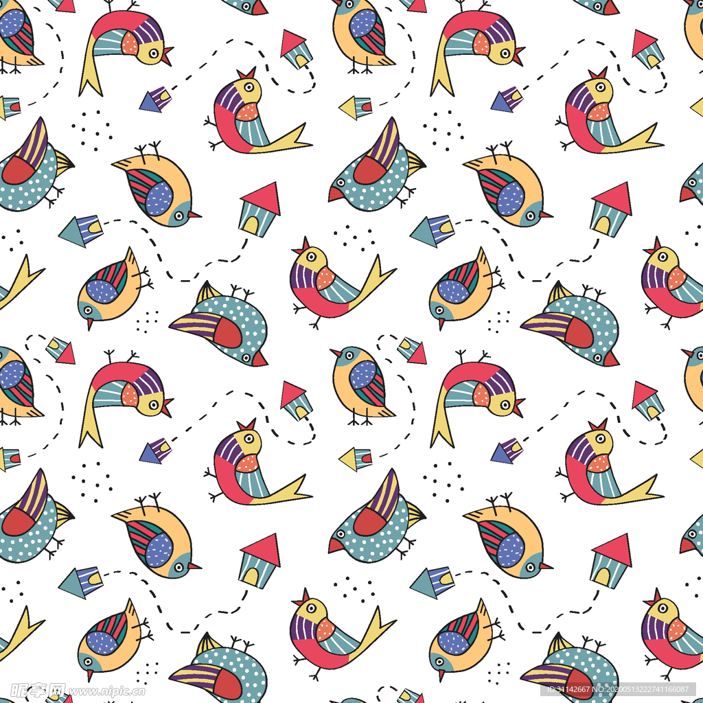 无缝花纹 鸟