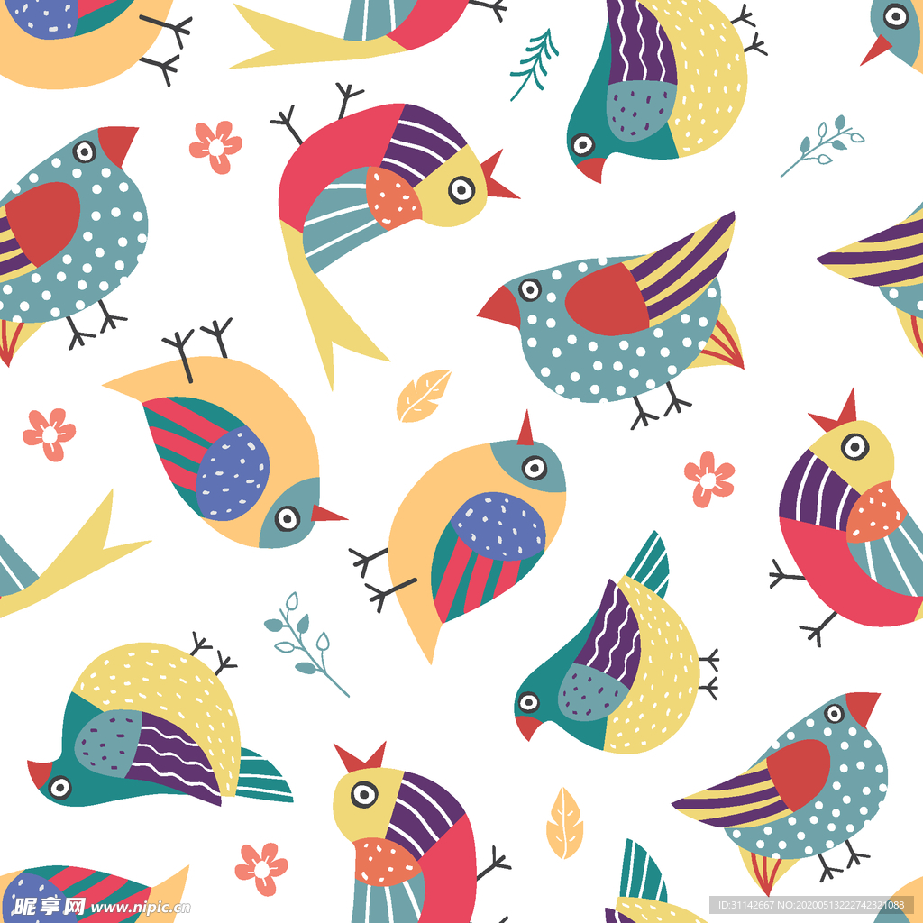 无缝花纹 鸟