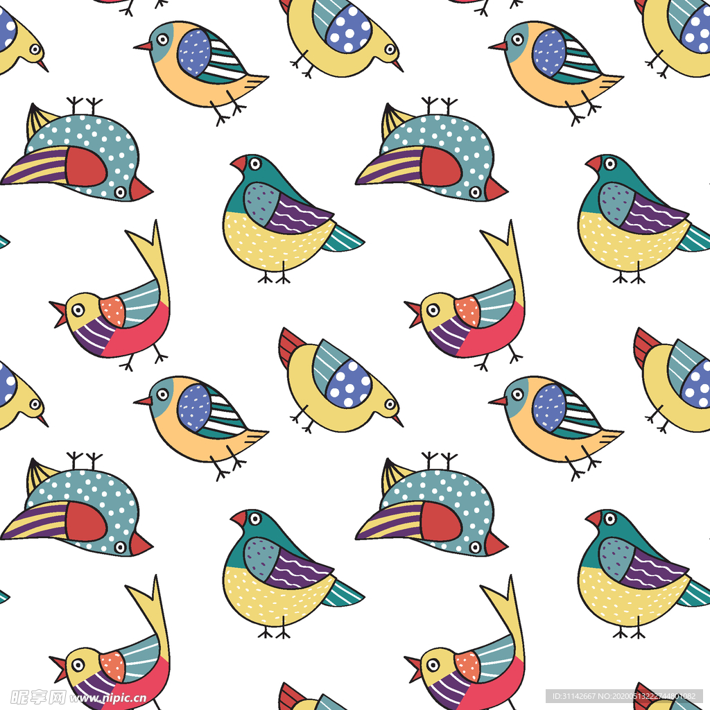 无缝花纹 鸟
