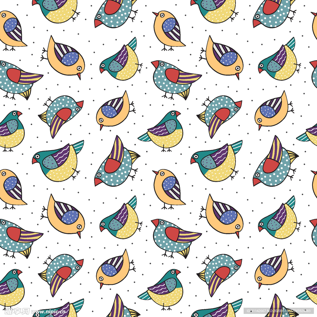 无缝花纹 鸟