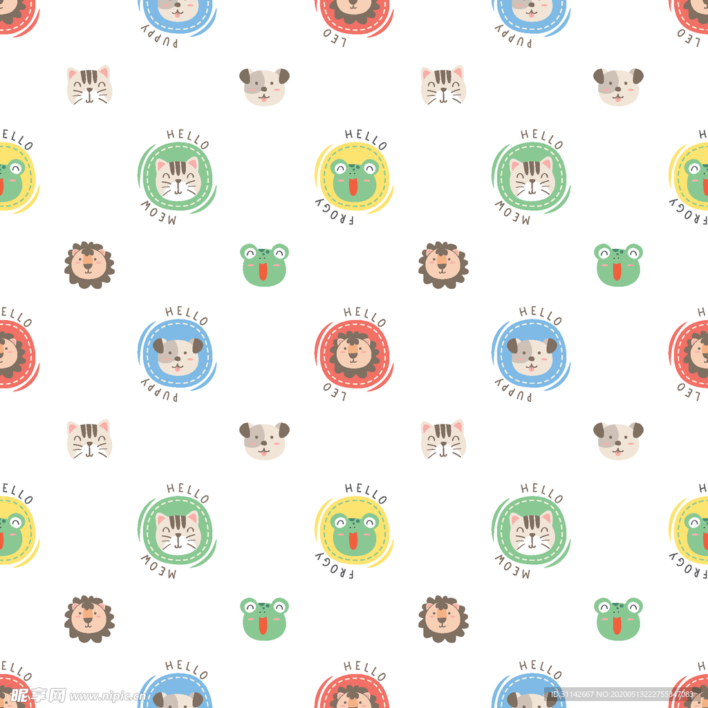 无缝花纹 动物卡通