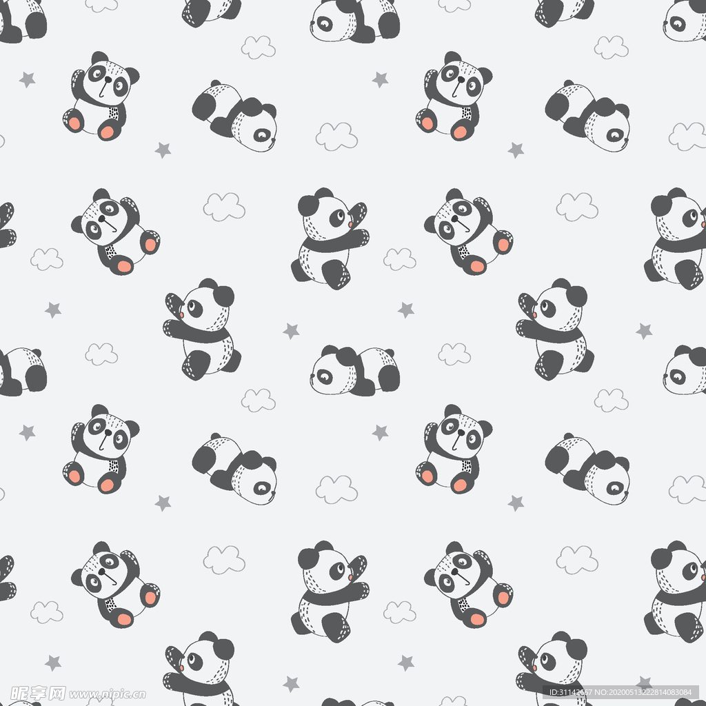 无缝花纹 卡通熊猫