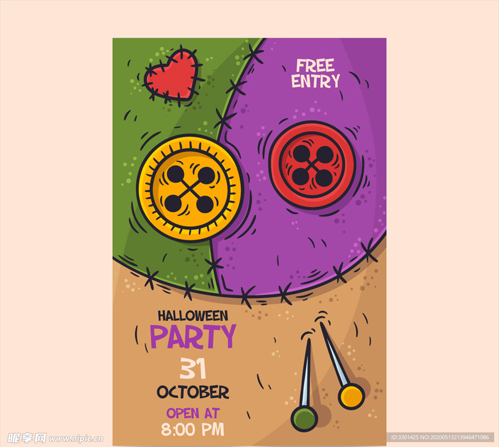 彩绘纽扣万圣节派对宣传
