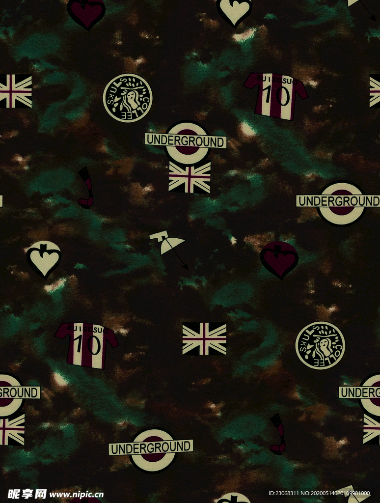 男装抽象迷彩大牌花