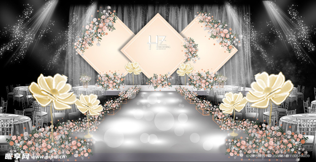 香槟色婚礼效果图照片