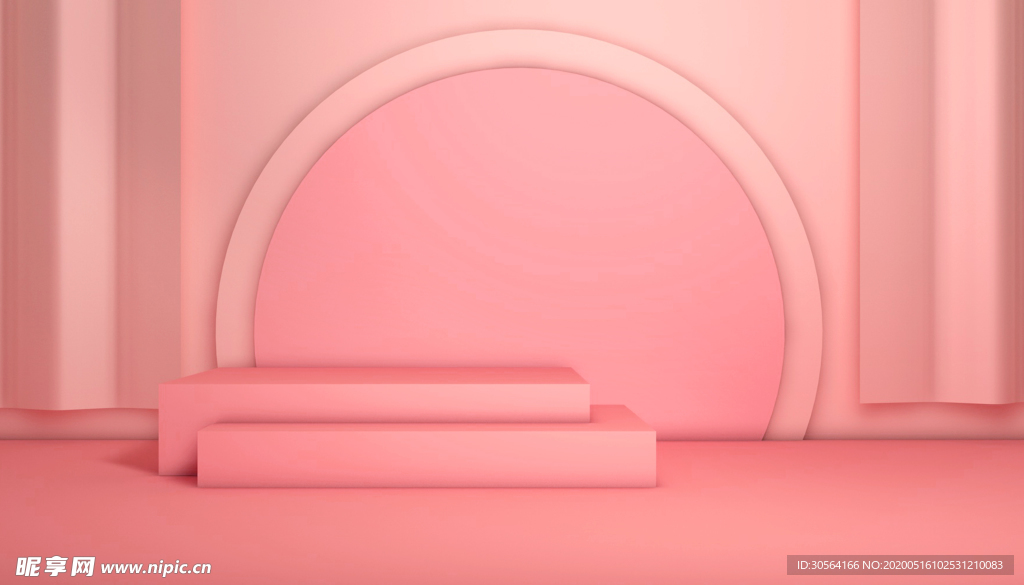 粉色立体主题产品背景素材
