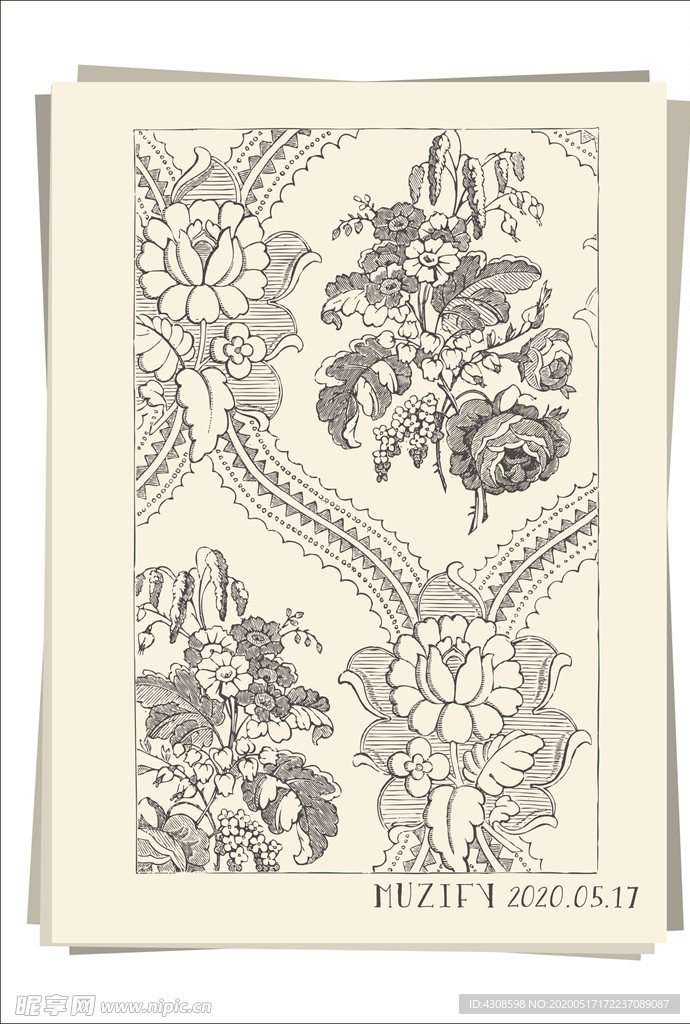 底纹花纹手绘稿