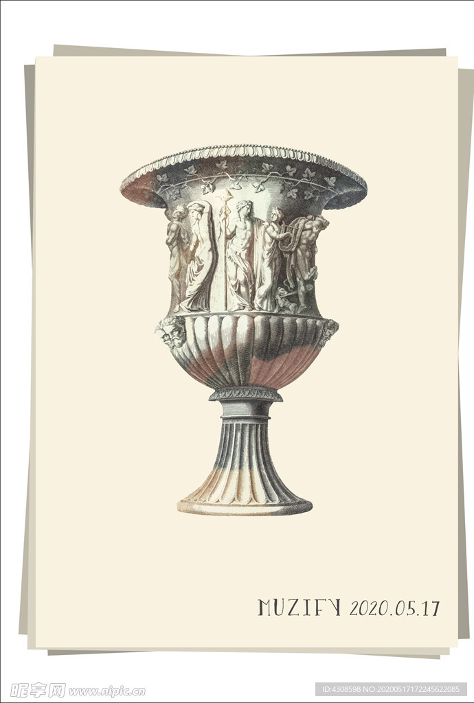 欧式复古人物浮雕花瓶