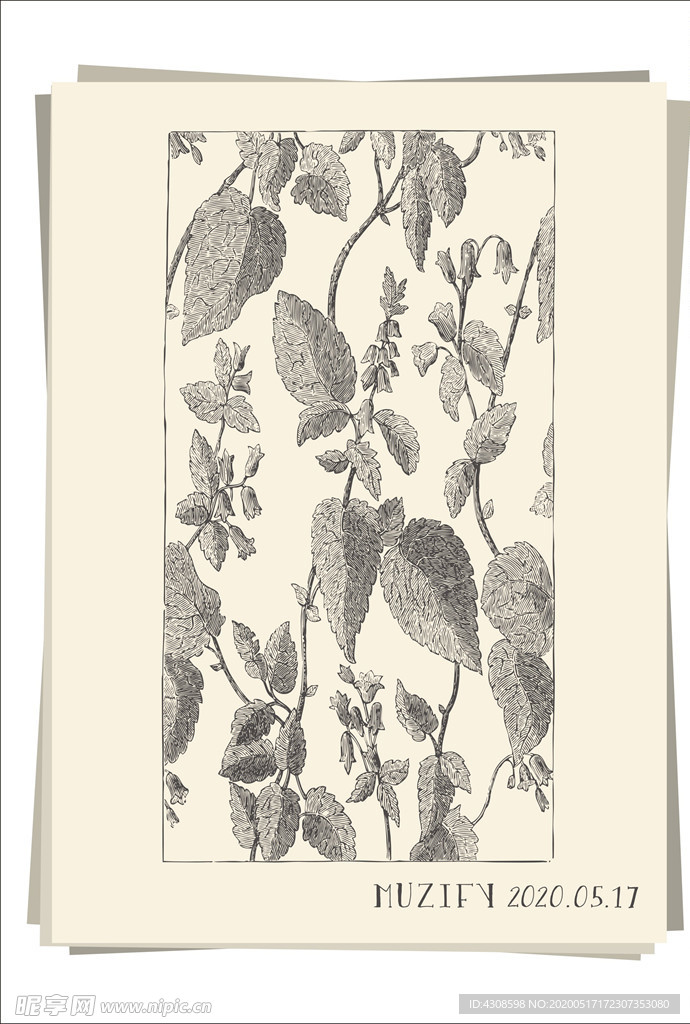 叶子 底纹手绘稿