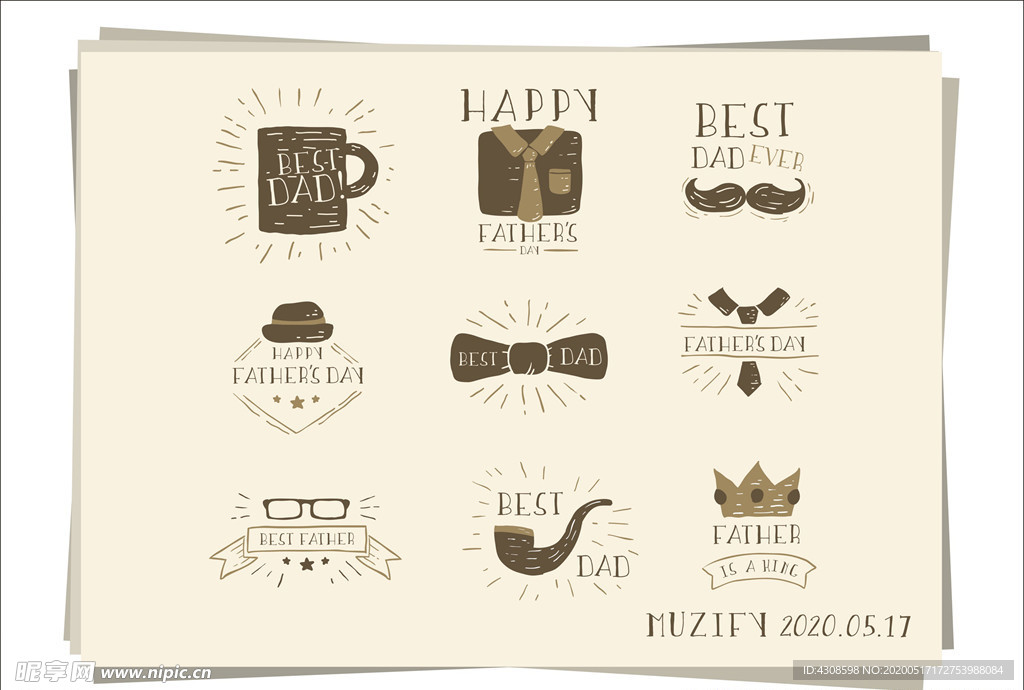 9款入手绘父亲节图标设计