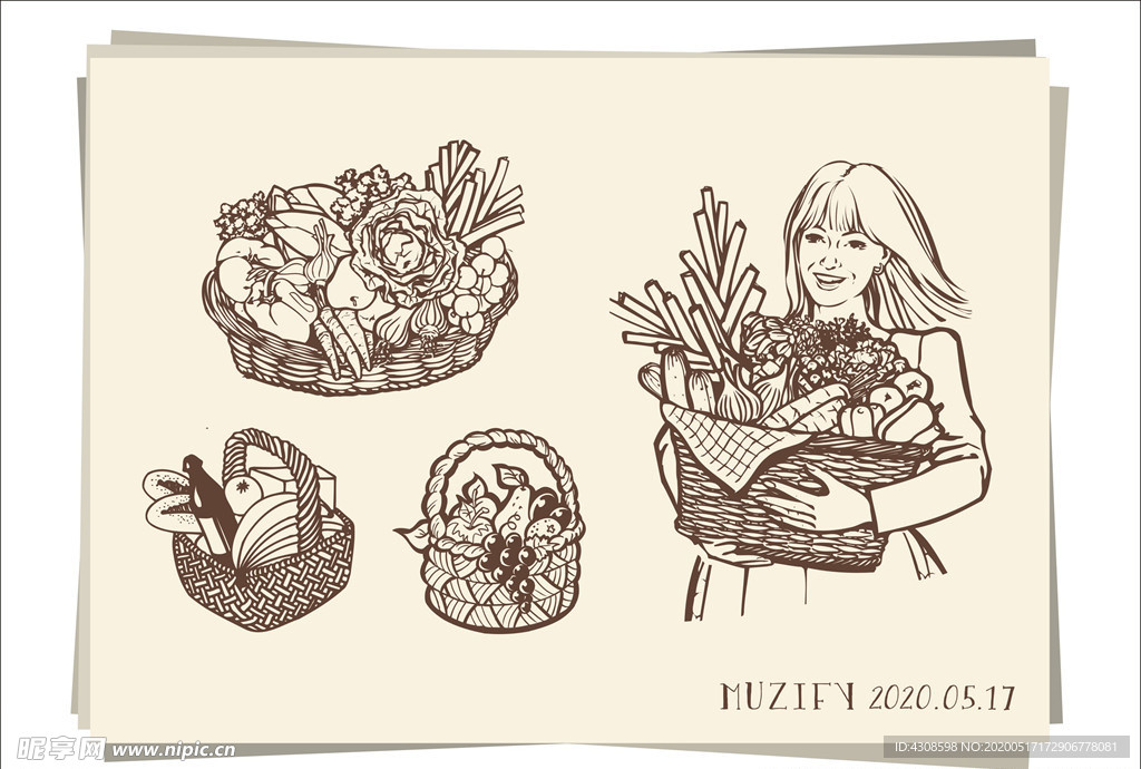 抱菜篮子的女子