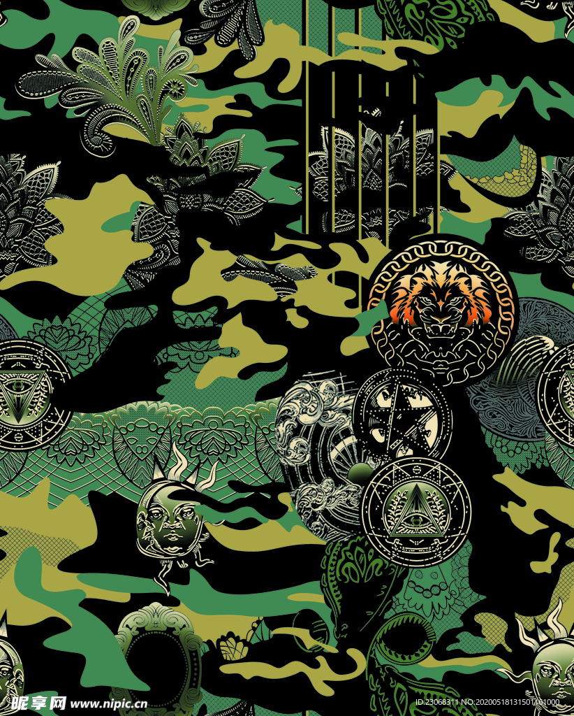 大牌男装线条迷彩