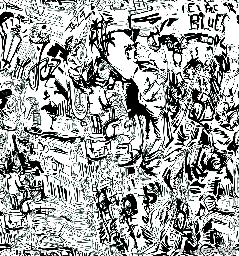 大牌男装抽象线条音乐元素