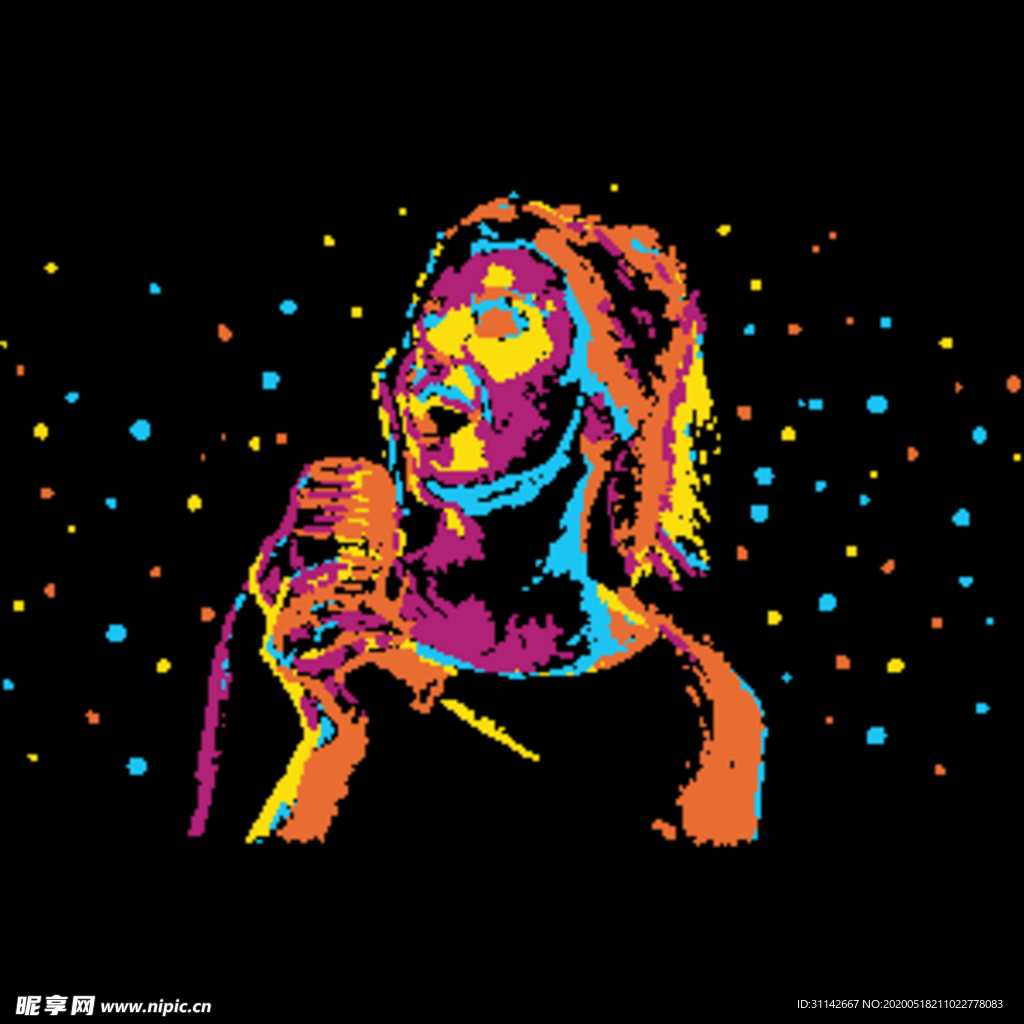 歌手表演简笔画