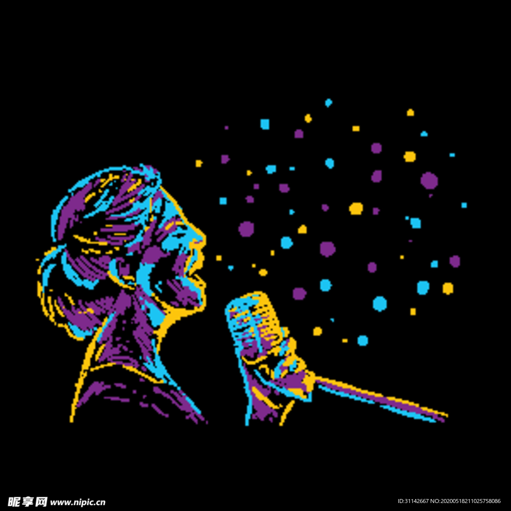 歌手表演简笔画