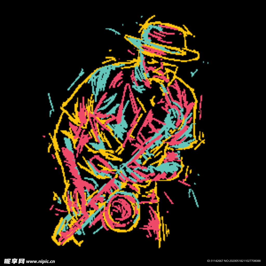 萨克斯演奏简笔画