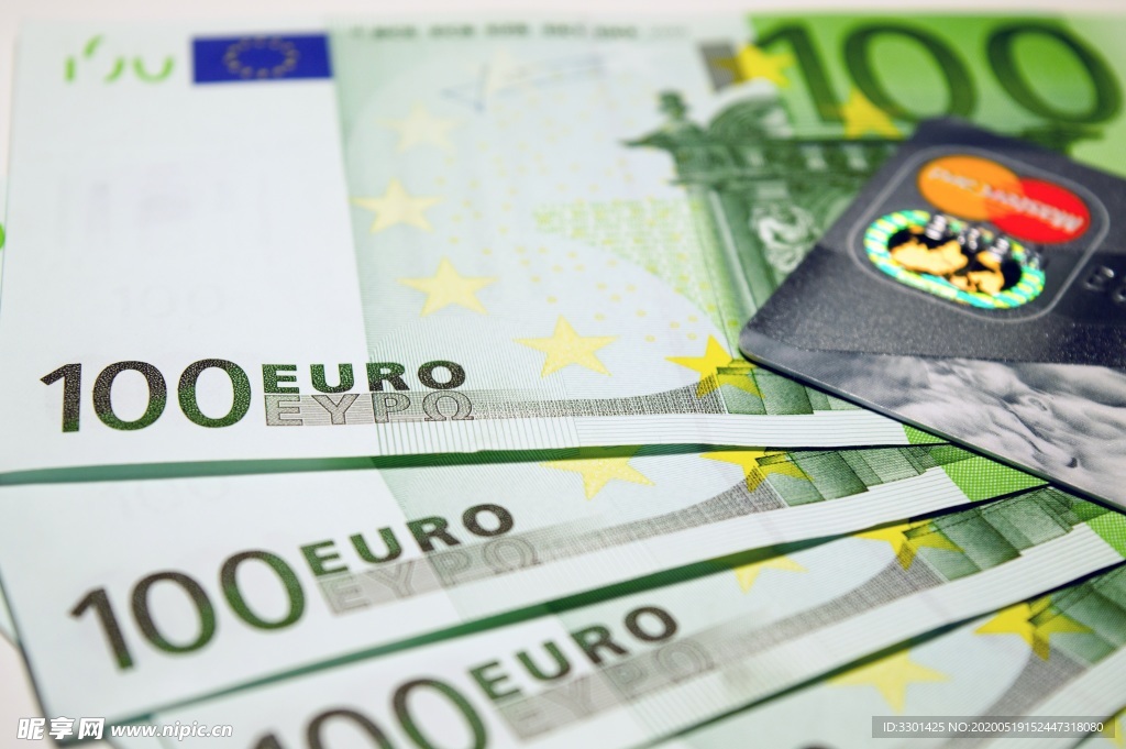 万事达信用卡 欧元钞票
