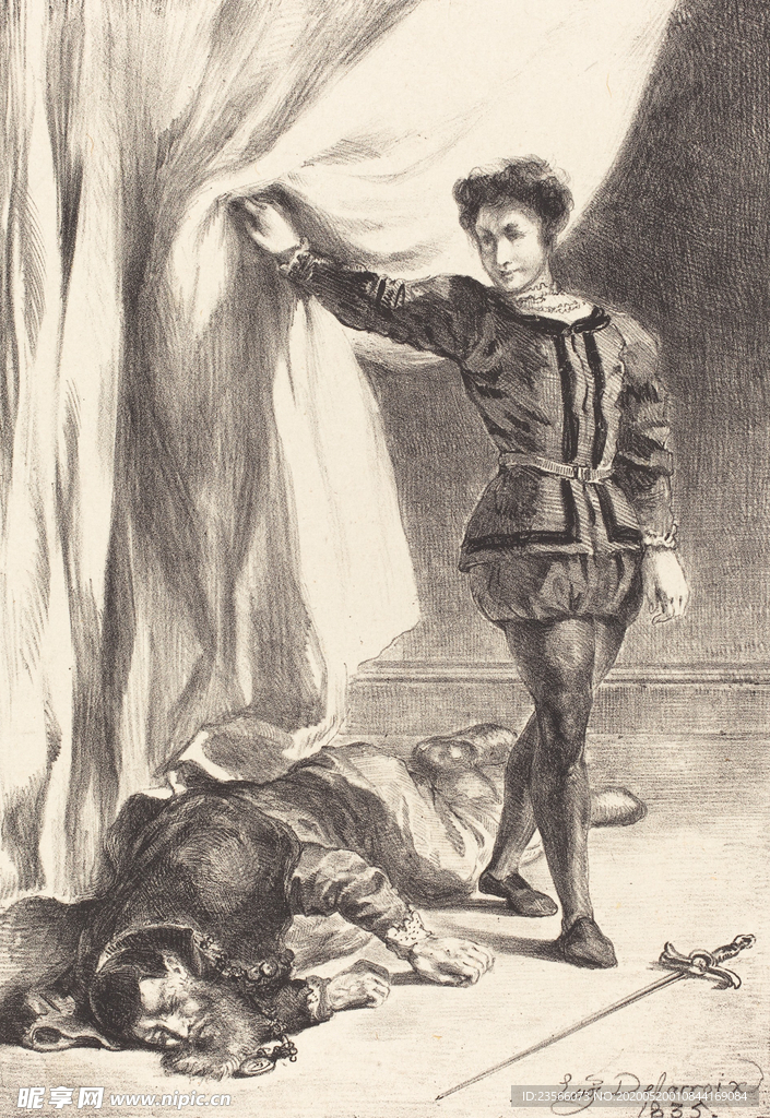 德拉克洛瓦素描绘画